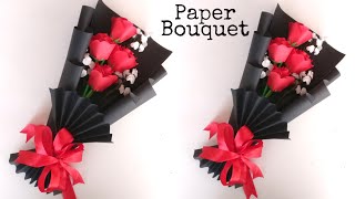 Flower Bouquet Making With Paper  Flower Bouquet Wrapping  DIY  Paper Craft [upl. by Tihom]