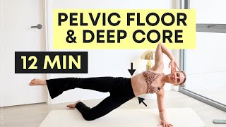 12 MIN daily routine for DEEP CORE amp PELVIC FLOOR Pilates home workout [upl. by Kinnard354]