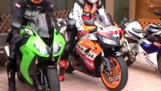 08 CBR1000RR VS ZX10R 2008 夏ですね、 [upl. by Ogeid]