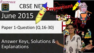 CBSE NET June 2015 Paper 1 Q1630 Answer Keys Solutions amp Explanations [upl. by Ferdinanda347]