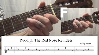 Rudolph The Red Nosed Reindeer Guitar Lesson Tabs and Chords [upl. by Ralf]