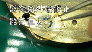 Watch workOuter edge adjustment of hairspringPick up hairspring 髭発条外端修正と髭持直し [upl. by Uzial862]