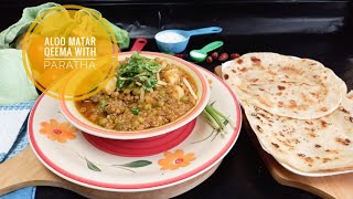 Aloo Matar Qeema With Liquid Dough Paratha No Rolling No Kneading Recipe By kashani kitchen [upl. by Drofub]