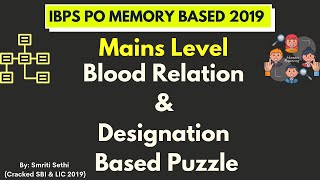 Mains Level  Blood relation amp Designation based Puzzle  IBPS PO Memory Based 2019  Smriti Sethi [upl. by Champagne339]