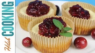 How to Make Mini Cheesecakes with Cranberry Sauce  Hilah Cooking [upl. by Auqinat]