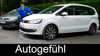 New Volkswagen VW Sharan Facelift FULL REVIEW test driven 2016 Highline TDI 150 amp 184 hp comparison [upl. by Lull]