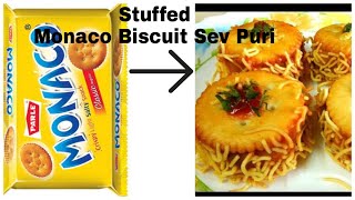 Stuffed Monaco Biscuit Sev Puri  Monaco Biscuit Sandwich [upl. by Ardnaz]