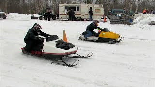 VINTAGE SNOWMOBILES RACING  SKIDOO VS POLARIS  Just Snowmobiles [upl. by Mikeb]