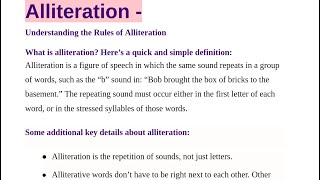 Alliteration  Understanding the Rules of Alliteration  Alliteration Examples in Literature [upl. by Priestley]