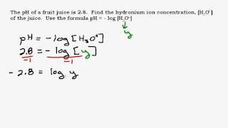 Logarithm Problem Involving pH [upl. by Ardnoek]