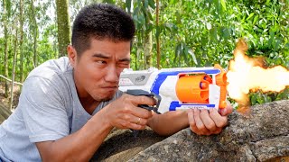 NERF GUN ROCKET SUPER GUN BATTLE SHOT [upl. by Birkett793]