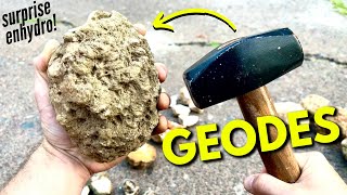 Breaking OPEN geodes amp ENHYDRO geode water inside [upl. by Kevon]