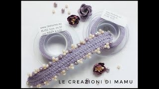 BRACCIALE CON SPIGHETTA RUMENA PIATTA TUTORIAL CROCHET [upl. by Boles]