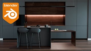 Blender Architectural Visualization  Modern Kitchen Interior [upl. by Aowda]