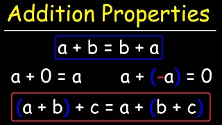 Addition Properties  Commutative Associative Identity Inverse  Algebra [upl. by Airliah]