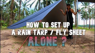 Setup Large Flysheet Tarp Alone without Trees 5 Easy Steps [upl. by Eseenaj]