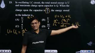 In oscillating LC circuit the total stored energy is U and maximum charge upon capacitor is Q [upl. by Linders697]