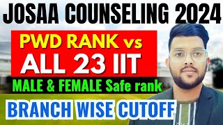 JOSAA Counseling 2024 PWD rank Vs ALL 23 IIT ✅  Preparatory rank vs IIT 🔴  Branch wise cutoff pwd [upl. by Haiel]