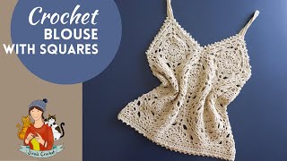 Crochet Top  Blouse With Squares [upl. by Avat155]