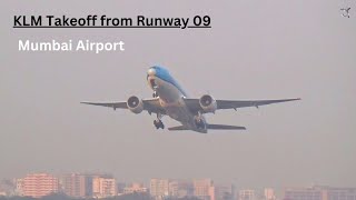 KLM Daylight Departure from Runway 09 at Mumbai Airport Boeing 777200 [upl. by Adlee]