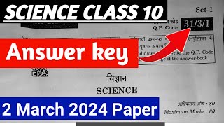 Science Answers key  Class 10  Cbse Board Exam 2024  Set 1  Science Question Paper 2024 Answers [upl. by Brosine]