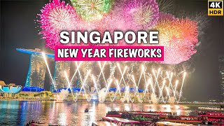 🇸🇬4K  Singapore New Year Fireworks  Most Beautiful New Year Fireworks Of Singapore 🎆🎉 [upl. by Alenoel]