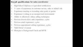 Sales coordinator job description [upl. by Druci]