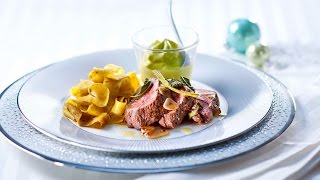 Zartes Lammhüftli mit Pistazienschaum  Rezept von Betty Bossi [upl. by Sharron]