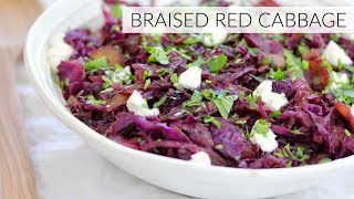 BRAISED RED CABBAGE  easy healthy side dish [upl. by Soelch]