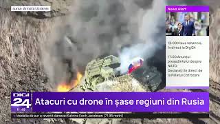 Ucrainenii au lovit cu drone rafinării de petrol din Rusia și au provocat incendii puternice [upl. by Nevek]