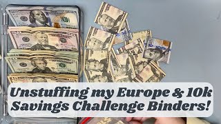 Counting my Europe amp Savings Challenge Binders  Unstuffing 4000 [upl. by Pietje]