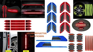 US1984 Carbon Fiber Car Reflective Sticker Installation  Safety Warning Reflective Car Accessories [upl. by Mapes]