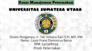 Tugas Wawancara Dasar Manajemen Peternakan Universitas Sumatera Utara [upl. by Troth]