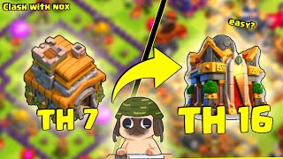 RUSHING MY TOWN HALL 7 ALL THE WAY TO TOWN HALL 16  Clash of Clans NXD Ep7 [upl. by Cheston]