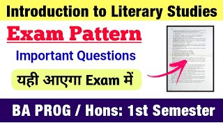 Introduction to Literary Studies Important Questions BA PROG Eng Hons 1st Semester SOL DU [upl. by Ennaxor]