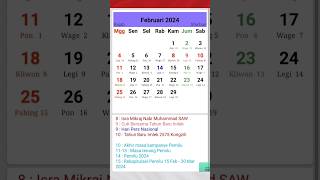 KALENDER 2024 LENGKAP HIJRIAH JAWA DAN HARI LIBURkalenderjawa 2024 hariliburshorts shortvideo [upl. by Aicetel311]