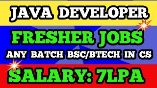 JAVA Developer Jobs For freshers  BSC CSBTECH CSE ANY BATCH eligible apply jobsadvisortelugu [upl. by Verney]