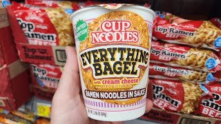 Nissin Cup Noodles EVERYTHING BAGEL with Cream Cheese Ramen Noodles in Sauce Review [upl. by Jocelin179]