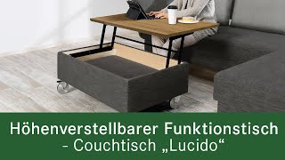 Höhenverstellbarer Funktionstisch  Couchtisch quotLucidoquot  Funktionsvideo [upl. by Jit70]