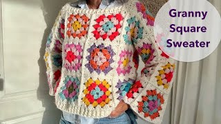 How to Crochet a Granny Square Sweater [upl. by Esir]