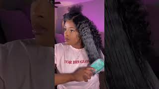 curly wig install😜😜😜 curlyhair wiginstall wigs 1minute easywig naturalhair gluelesswig [upl. by Demetria889]