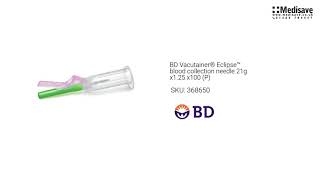 BD Vacutainer Eclipse™ blood collection needle 21g x1 25 x100 P 368650 [upl. by Ginder]