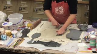 Carol Gouthro Tar Paper Technique Ceramics Demonstration [upl. by Oiluj]