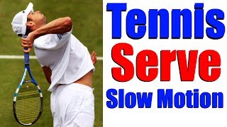 Tennis Serve In Slow Motion  Kick Serve  Slice Serve  Flat Serve [upl. by Ardnuassak44]