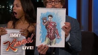 Cast of Avengers Infinity War Draws Their Characters [upl. by Hertz]