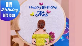 Easy Birthday Embroidery Hoop Art 💕 Hand Embroidery Gift 💕 Super Creative 💕 Embroidery For Beginners [upl. by Papke]