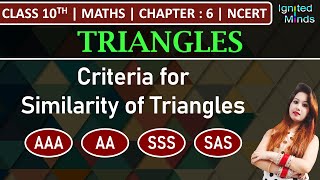 Class 10th Maths  Criteria of Similarity of Triangles AAA AA SSS SAS  Chapter 6  NCERT [upl. by Gwenneth]