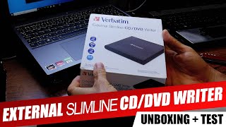 Verbatim External Slimline CD  DVD Writer Unboxing [upl. by Wachter]