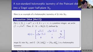 MATH2022  Holomorphic isometric embeddings of the Poincaré disk Ngaiming Mok [upl. by Bak]