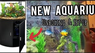 Bow Front Aquarium amp Stand  UNBOXING amp ASSEMBLY Newbie Aquarium Keeper  36 Gallon Fish Tank [upl. by Magnien]